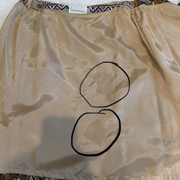 Lasserre Paris Wrap Skirt Women Size 42 Brown Tribal Aztec Artsy Fish Geometric - Picture 13 of 13